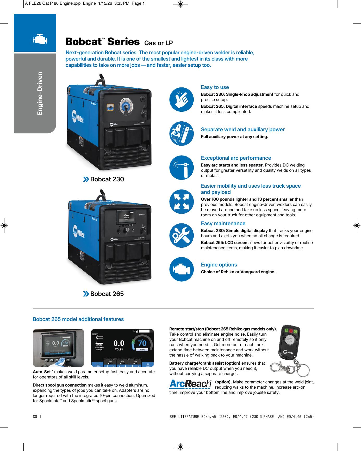 Miller engine-drive catalog page
