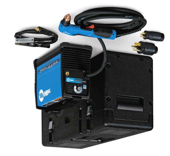 Miller Spectrum 375 X-TREME plasma cutter with case, XT30 torch, work clamp, and MVP plugs